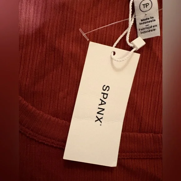 SPANX Ribbed Crew Neck Top in Rustic Red - Picture 6 of 8